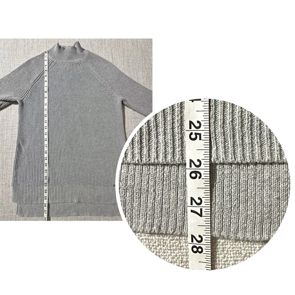 MICHAEL KORS Gray Waffle Knit Mock Neck Sweater Tunic Hi-Lo Long Sleeve Women S - Picture 12 of 14
